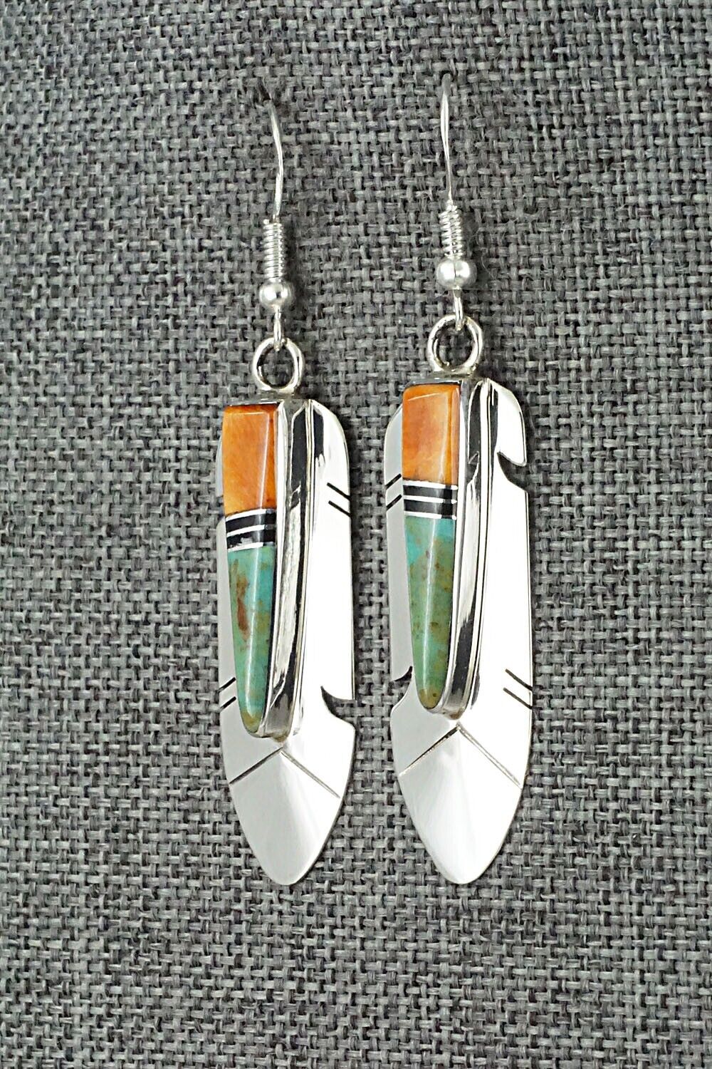 Multi-Stone & Sterling Silver Inlay Earrings - Marilyn Yazzie
