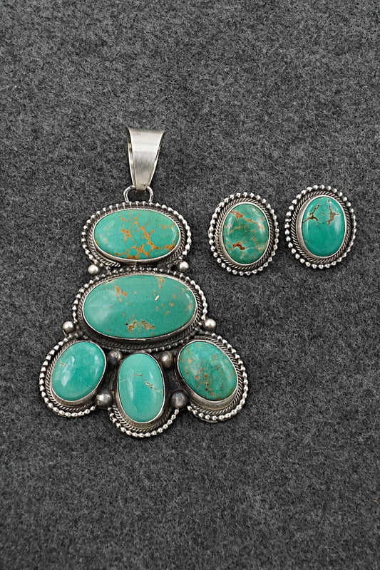 Turquoise & Sterling Silver Pendant and Earrings Set - Kathleen Chavez