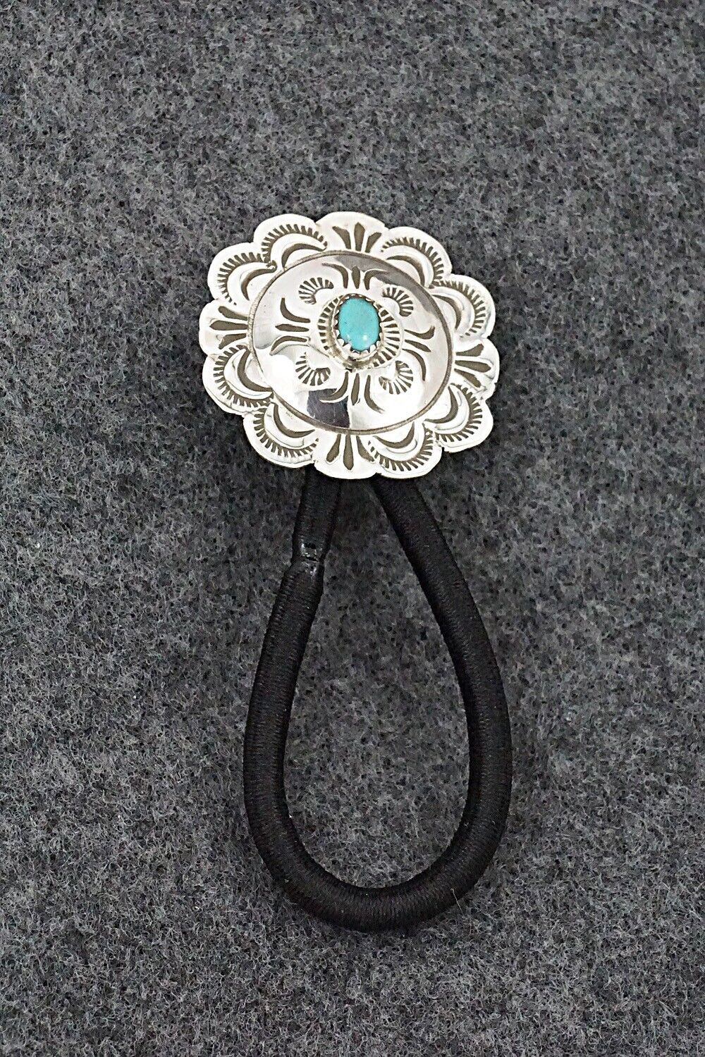 Turquoise & Sterling Silver Hair Tie - Bertha Begay