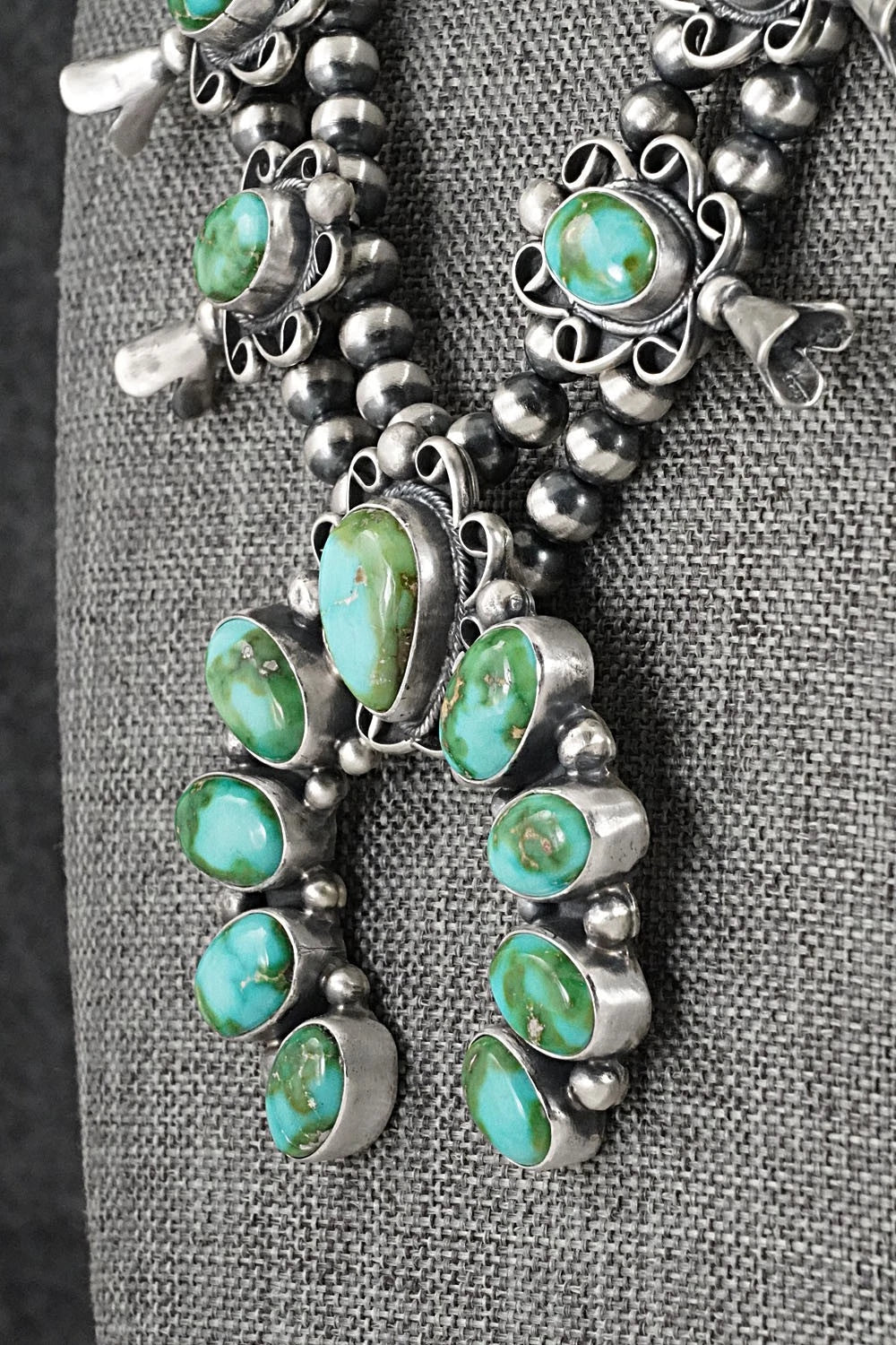 Turquoise & Sterling Silver Squash Blossom Set - Darrin Livingston