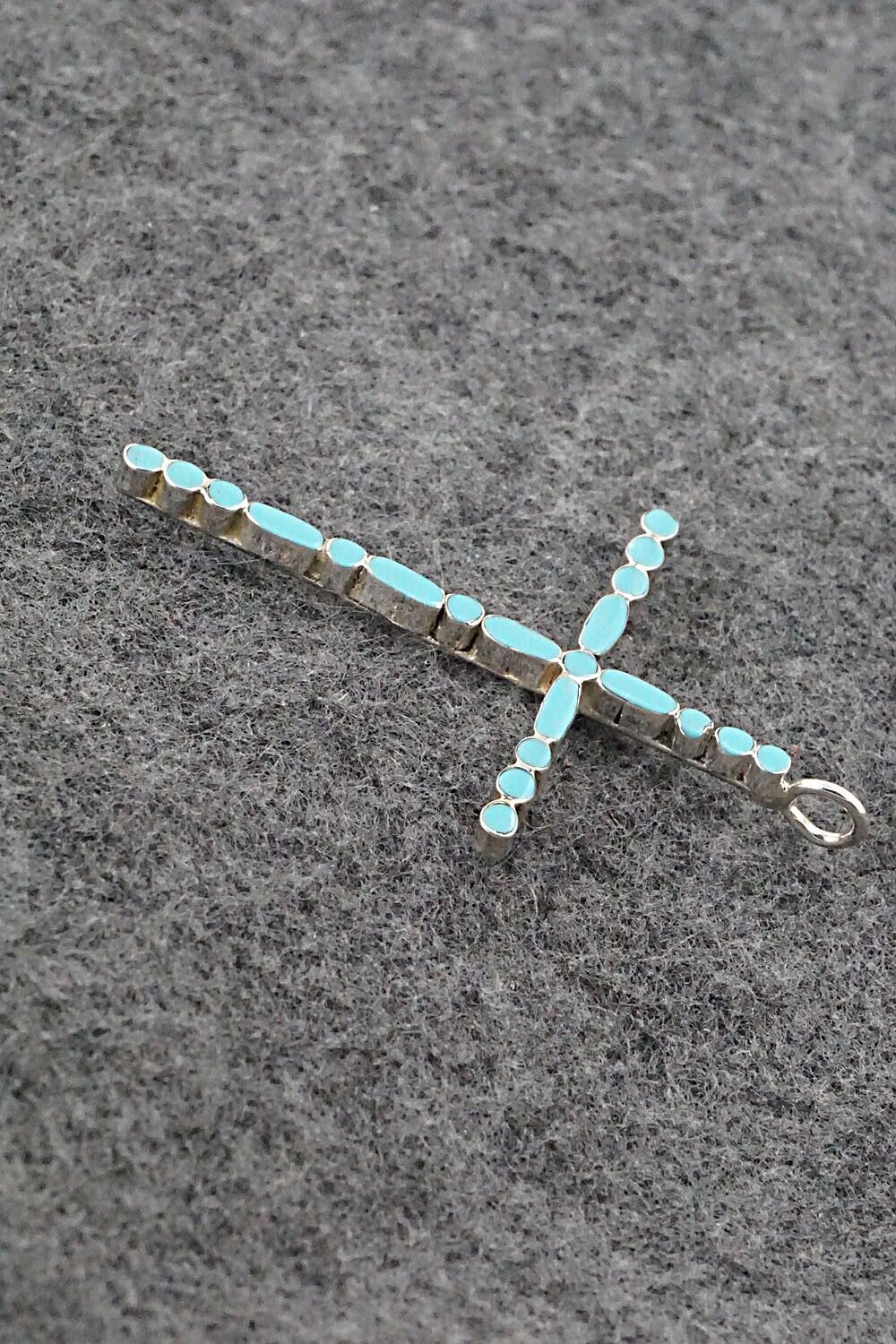 Turquoise & Sterling Silver Cross Pendant - Rupert Shetima