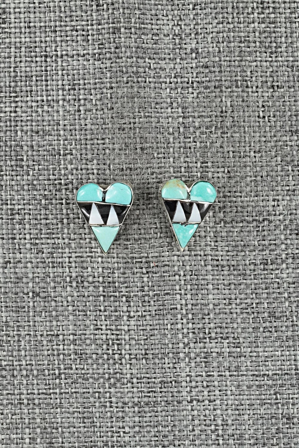 Turquoise, Onyx & Sterling Silver Earrings - Carol Vacit