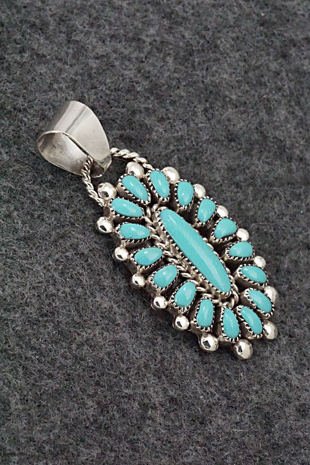 Turquoise & Sterling Silver Pendant - Lorraine Waatsa