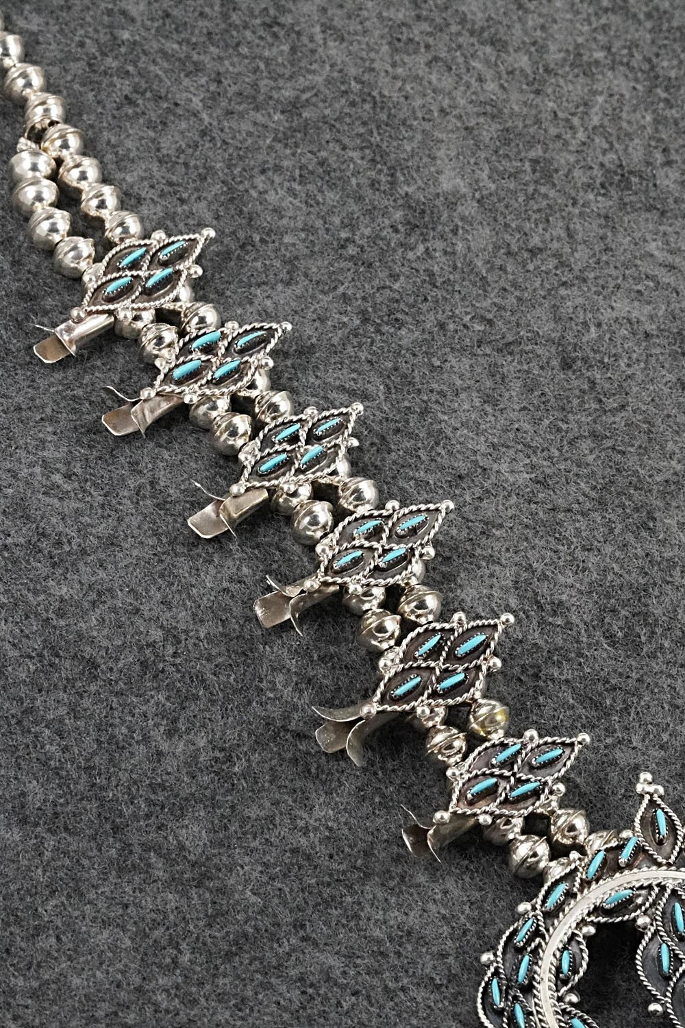 Turquoise & Sterling Silver Squash Blossom Set - Lorna Mahkee