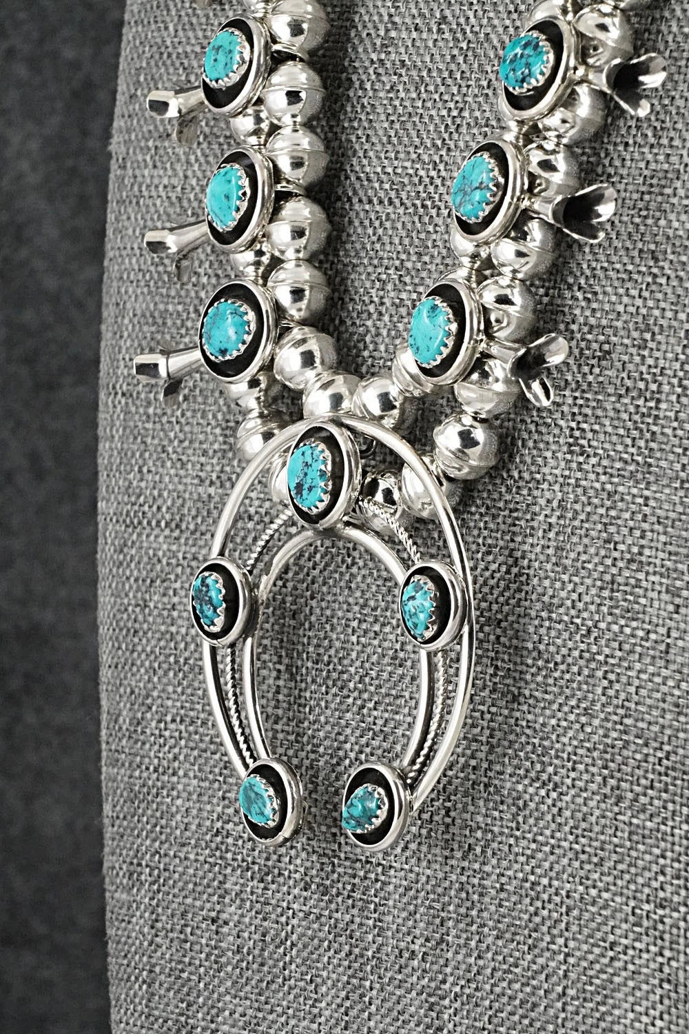 Turquoise & Sterling Silver Squash Blossom Set - Phil Garcia