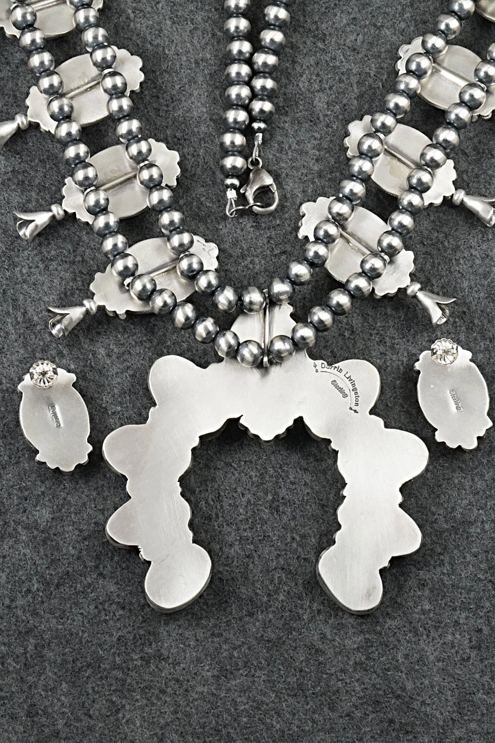 White Buffalo & Sterling Silver Squash Blossom Set - Darrin Livingston
