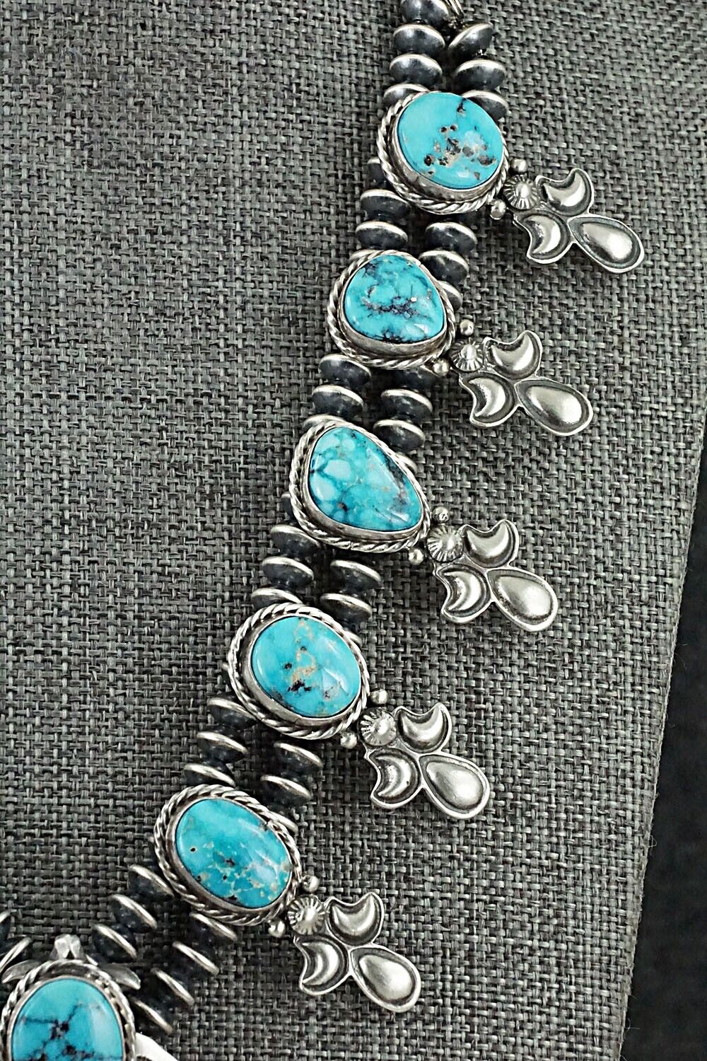 Turquoise & Sterling Silver Squash Blossom Set - Adrienne Gordon