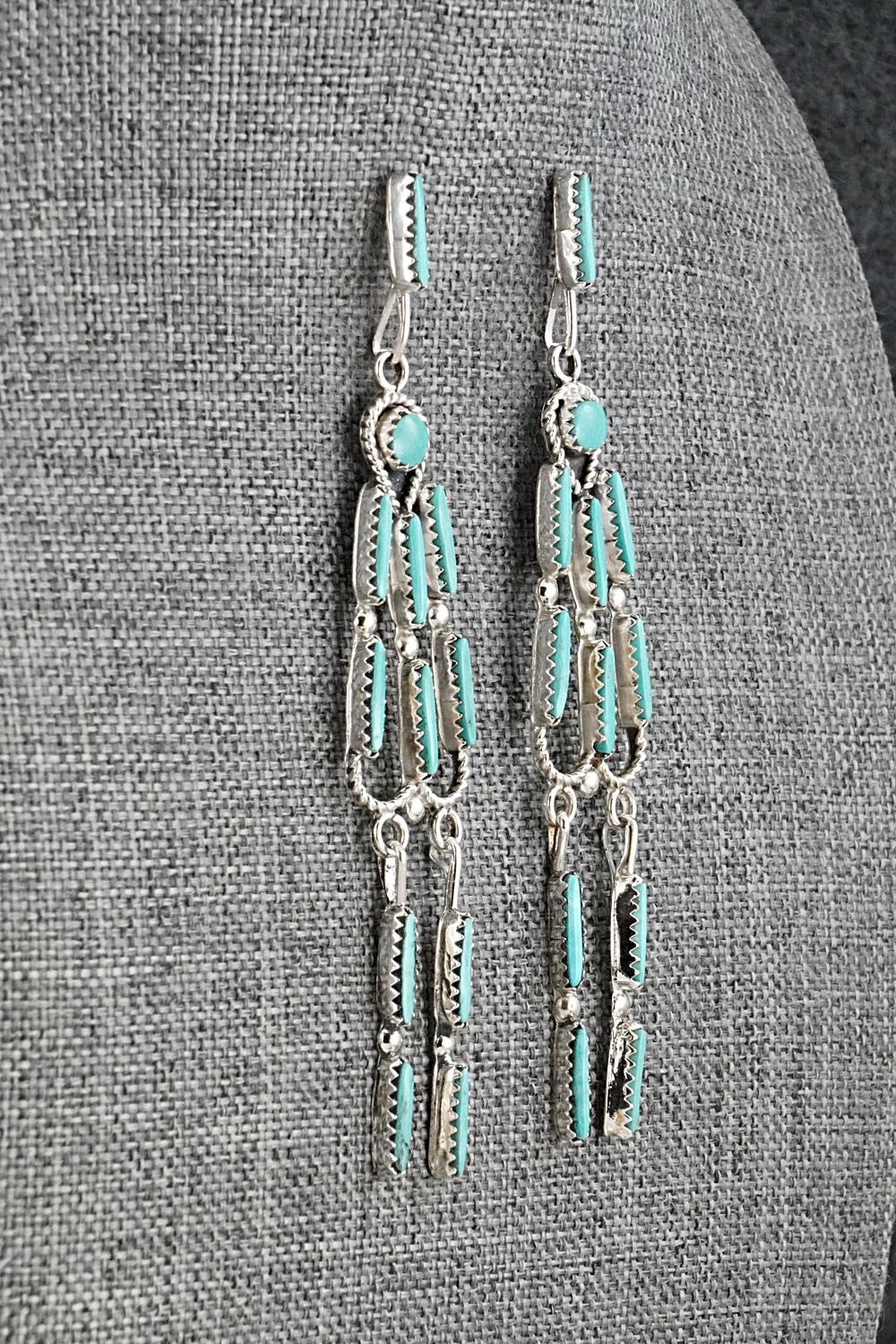 Turquoise & Sterling Silver Squash Blossom Set - Claudine Penketewa