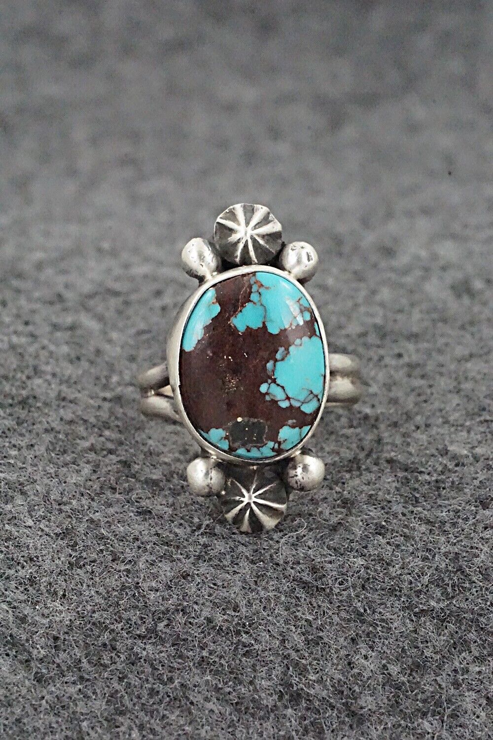 Turquoise & Sterling Silver Ring - Darrin Livingston - Size 7 Adj.