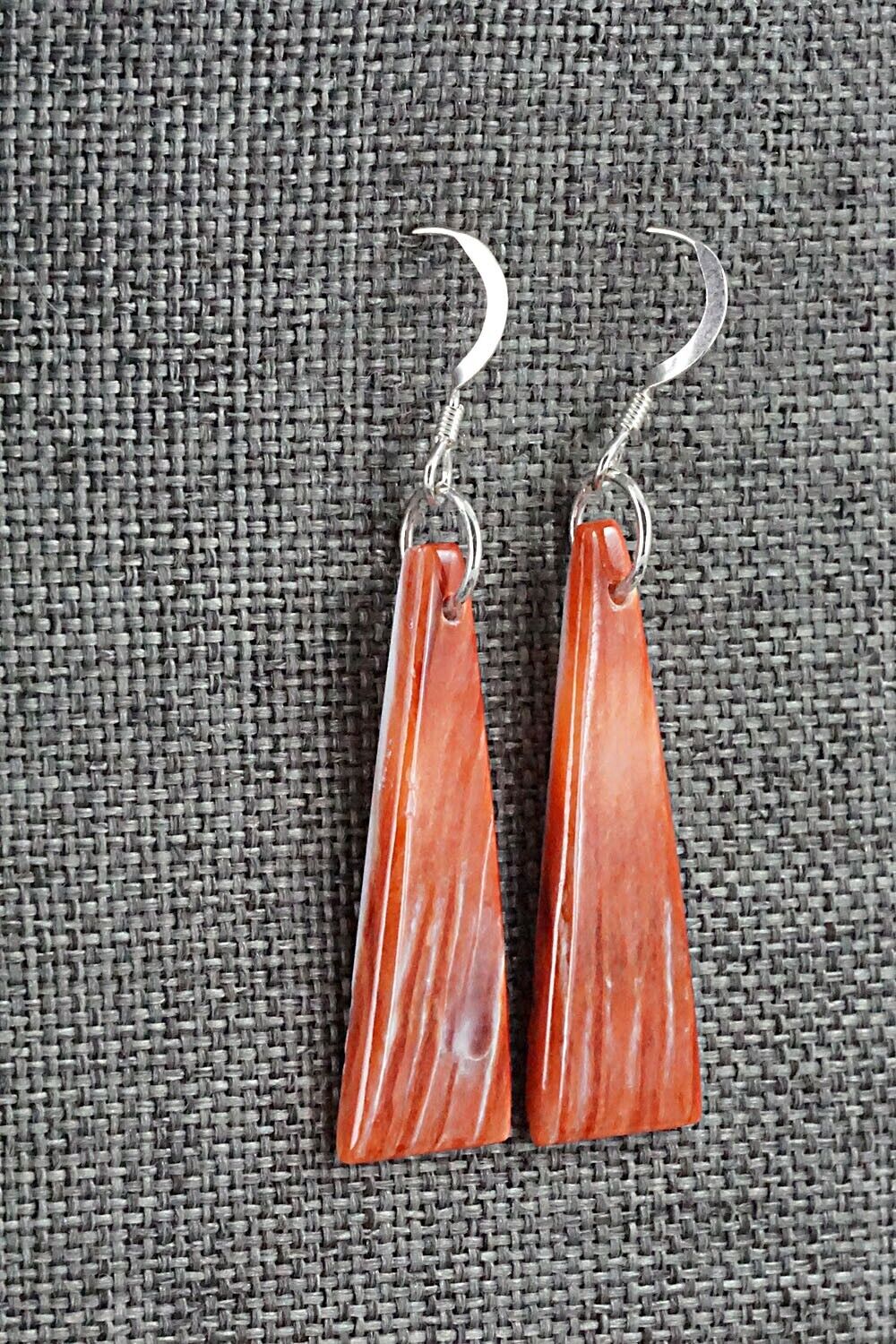 Spiny Oyster & Sterling Silver Earrings - Louise Pete