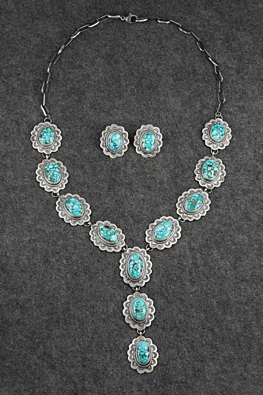 Turquoise & Sterling Silver Necklace and Earrings Set - Bob Becenti
