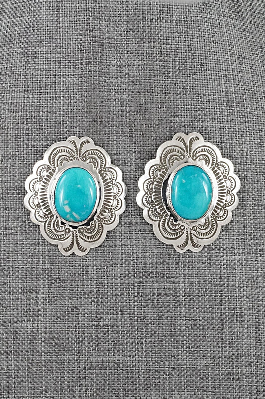 Turquoise & Sterling Silver Earrings - Arnold Blackgoat