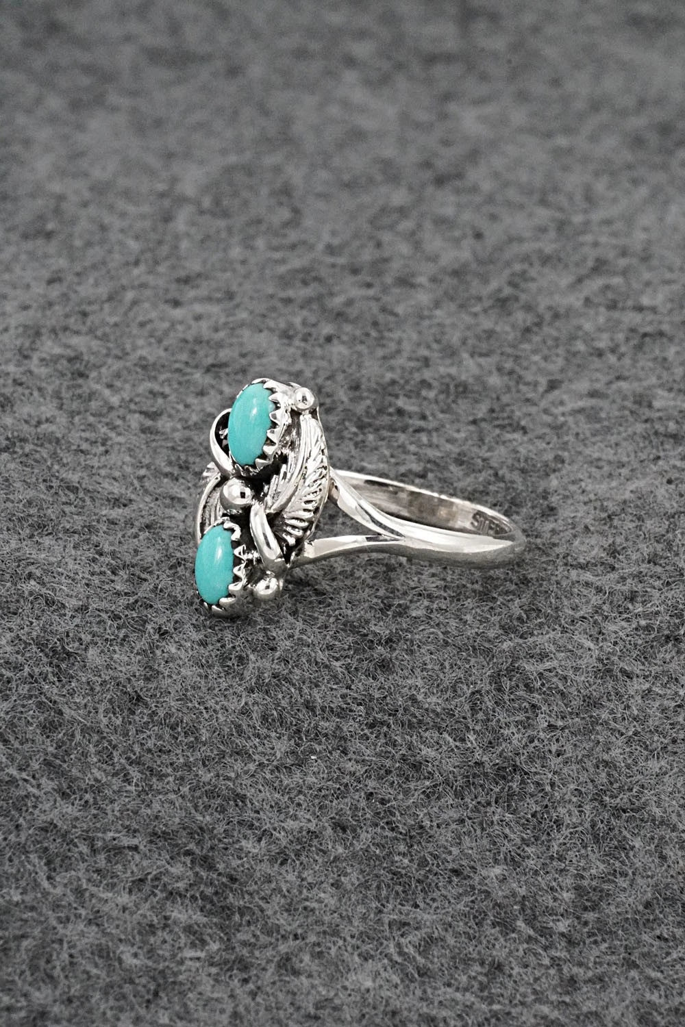 Turquoise and Sterling Silver Ring - Judy Largo - Size 7.5