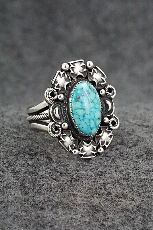 Turquoise & Sterling Silver Ring - Derrick Gordon - Size 8.5