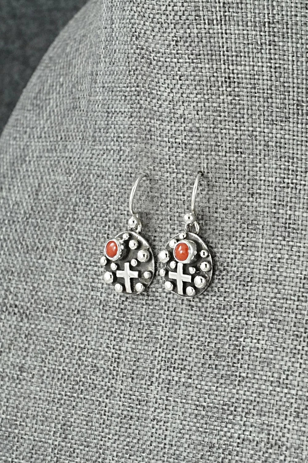 Coral & Sterling Silver Earrings - Akee Douglas