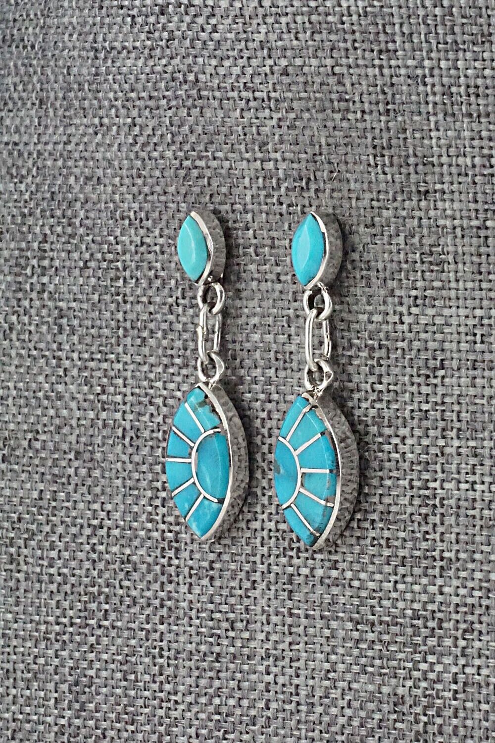 Turquoise & Sterling Silver Earrings - Eldrick Seoatwa