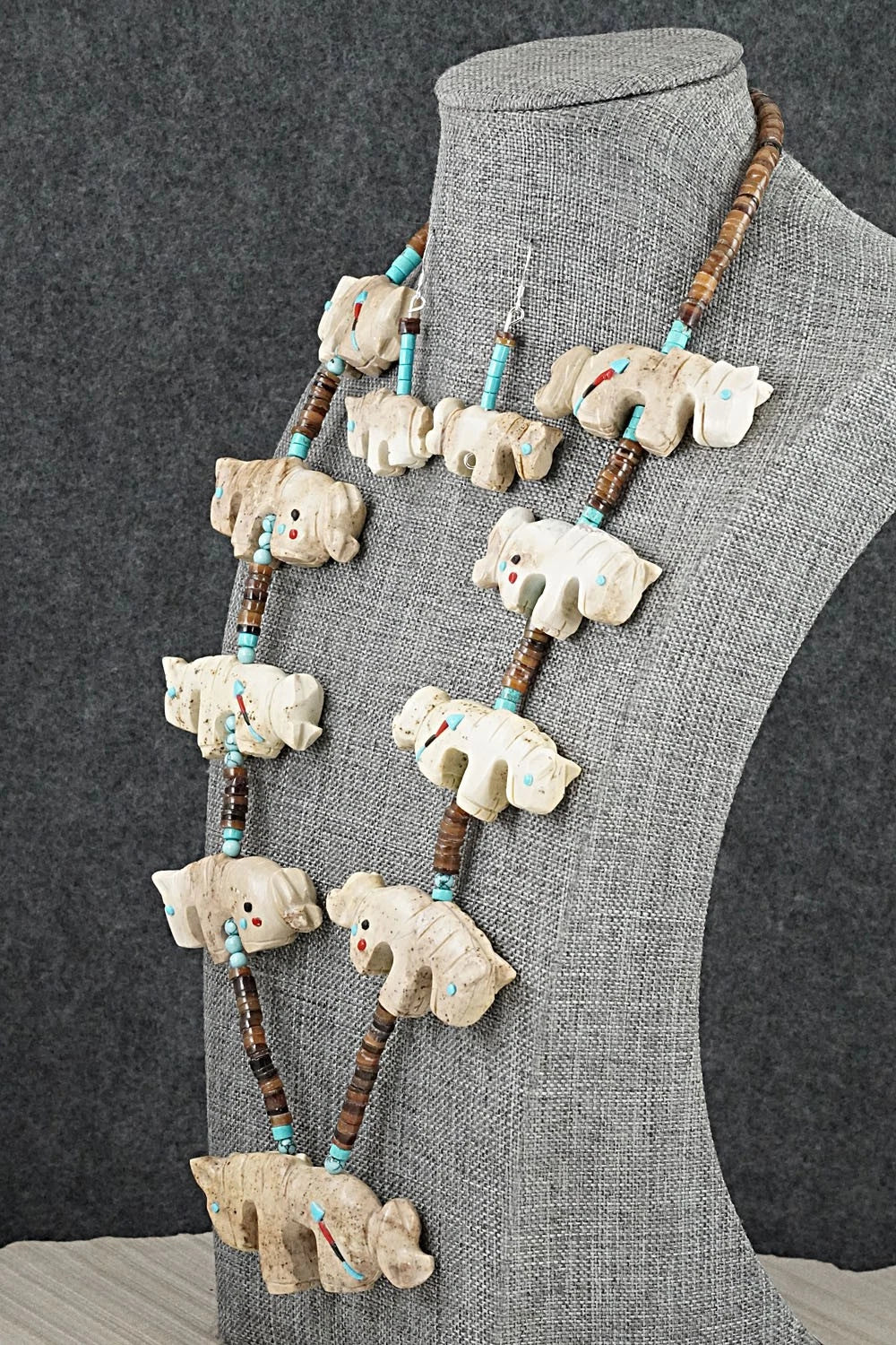 Multi-Stone Horse Fetish & Sterling Silver Necklace Set - Dannette Laate