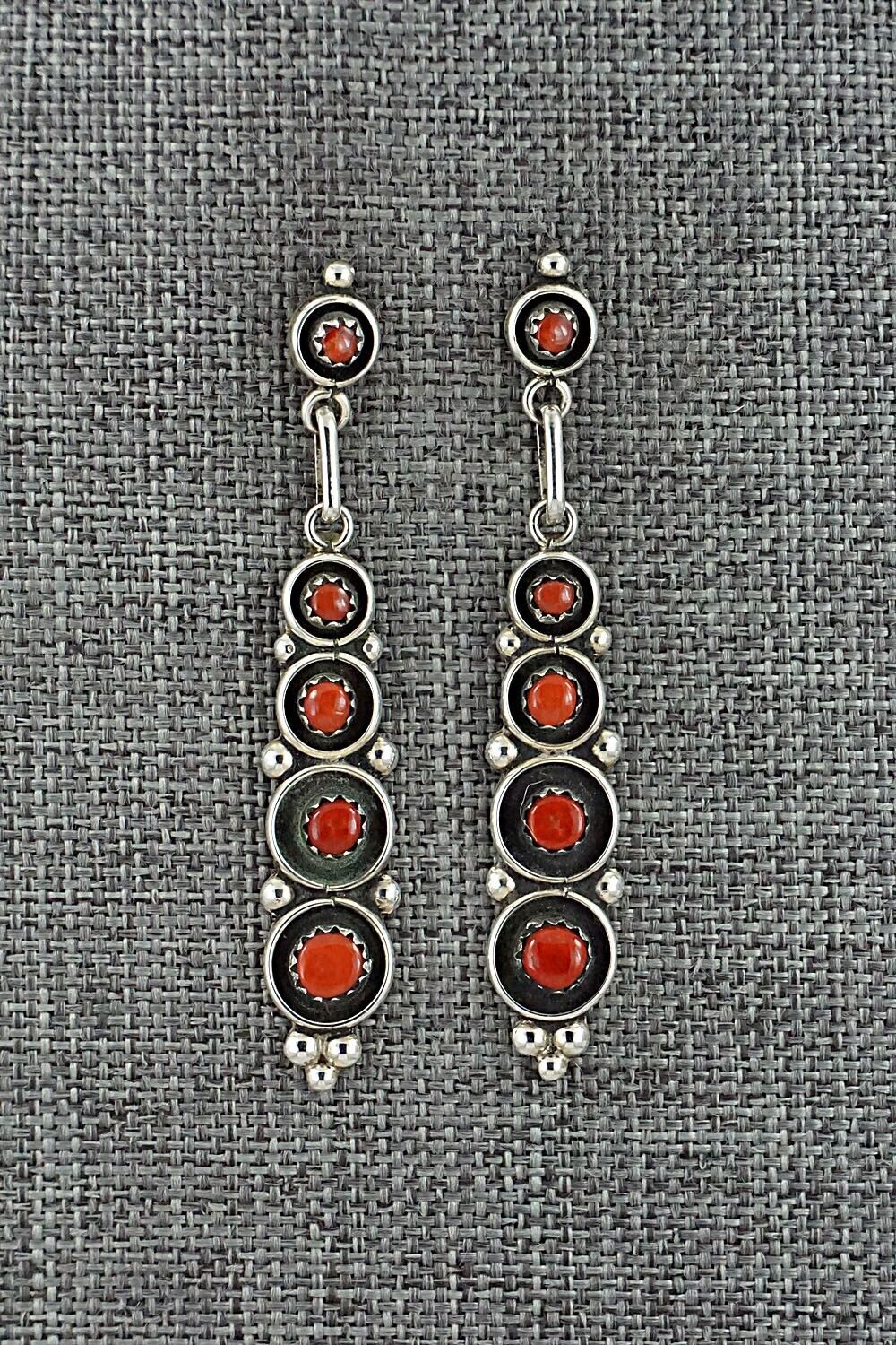 Coral & Sterling Silver Earrings - Michael Boone
