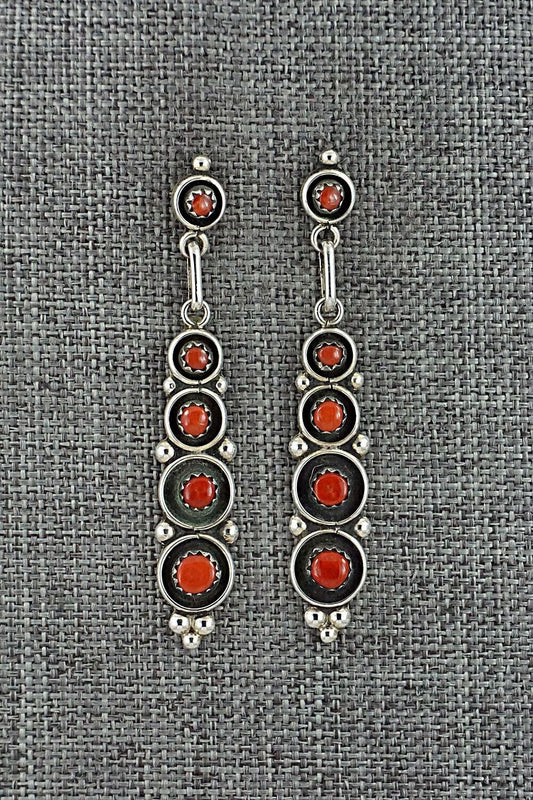Coral & Sterling Silver Earrings - Michael Boone