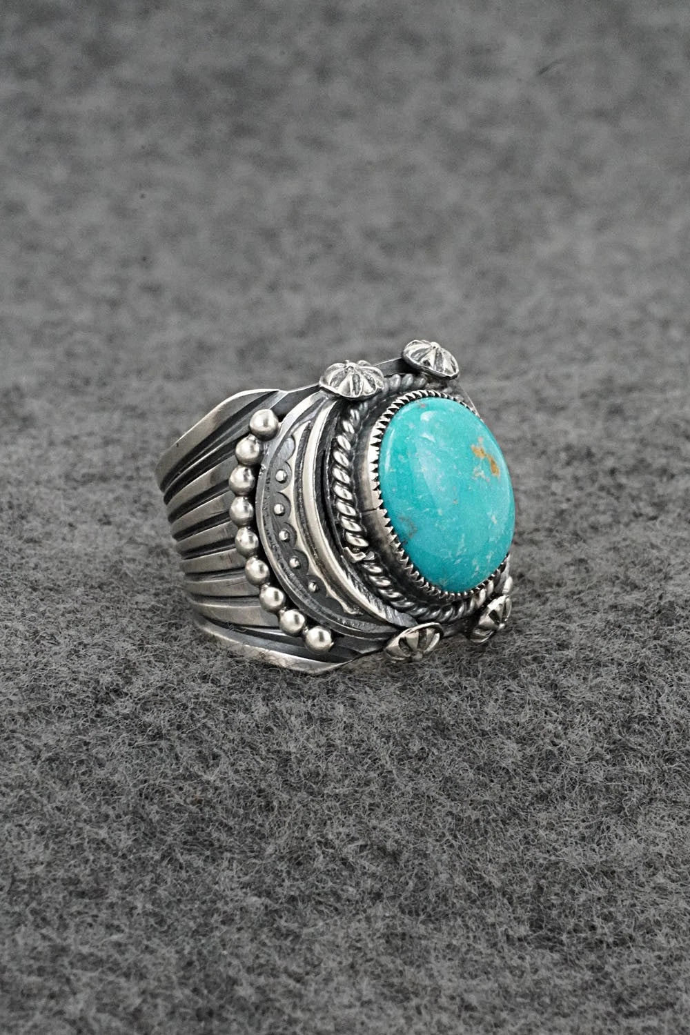 Turquoise & Sterling Silver Ring - Delbert Gordon - Size 8