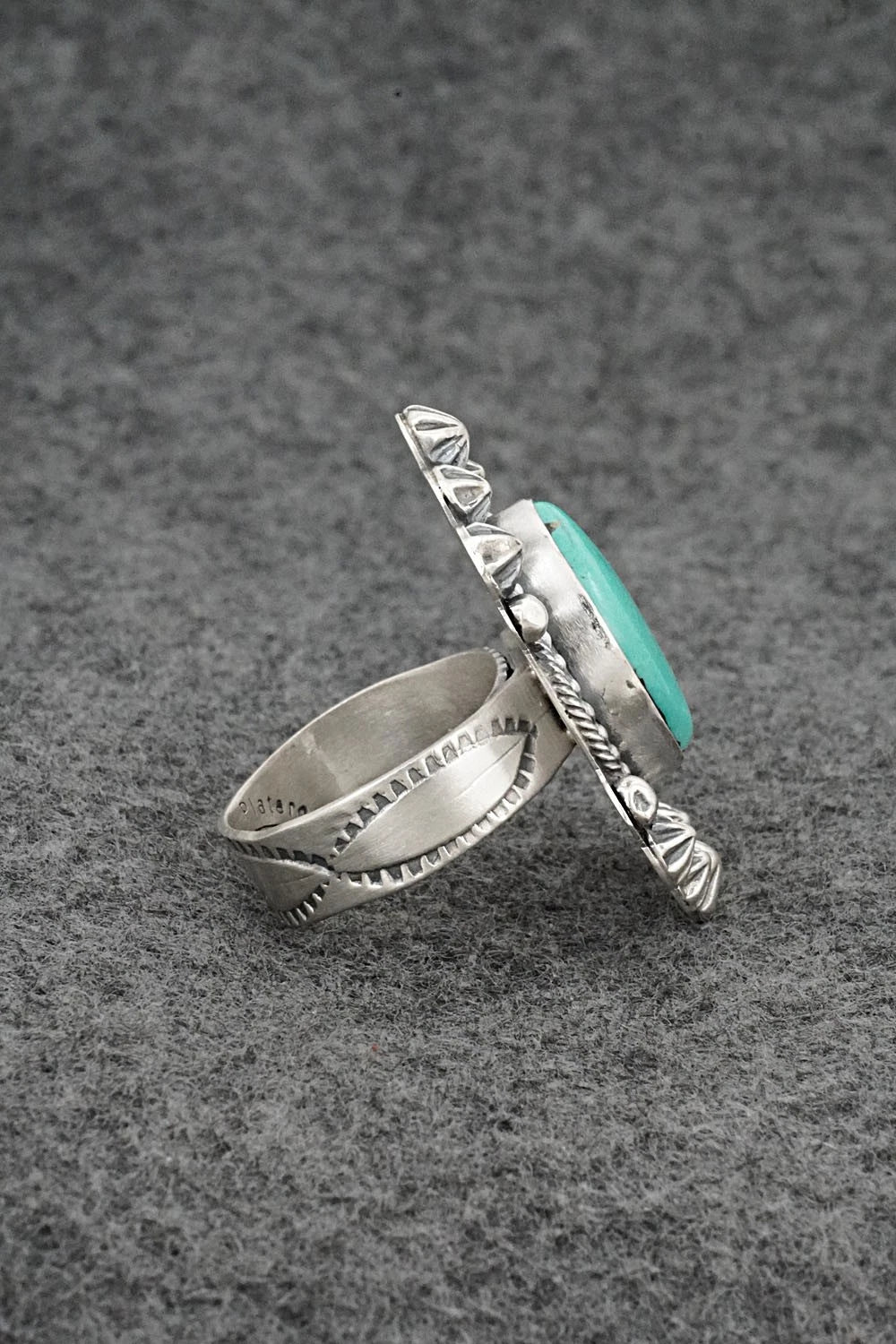 Turquoise & Sterling Silver Ring - Cordell Platero - Size Adjustable
