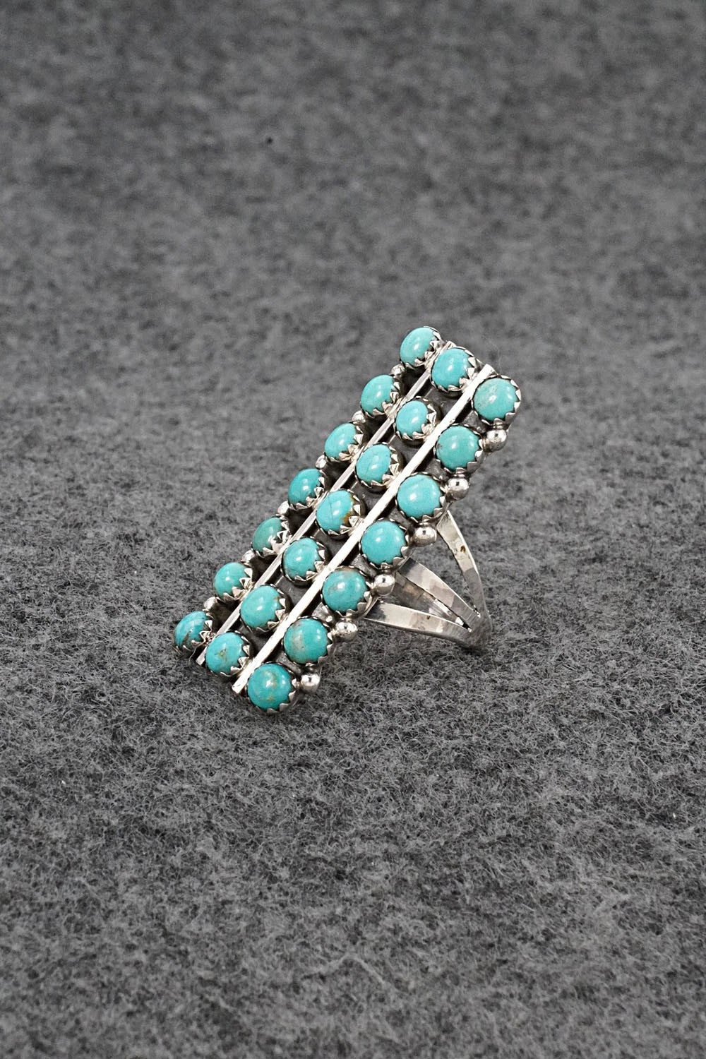 Turquoise & Sterling Silver Ring - Kenny Lonjose - Size 6.5