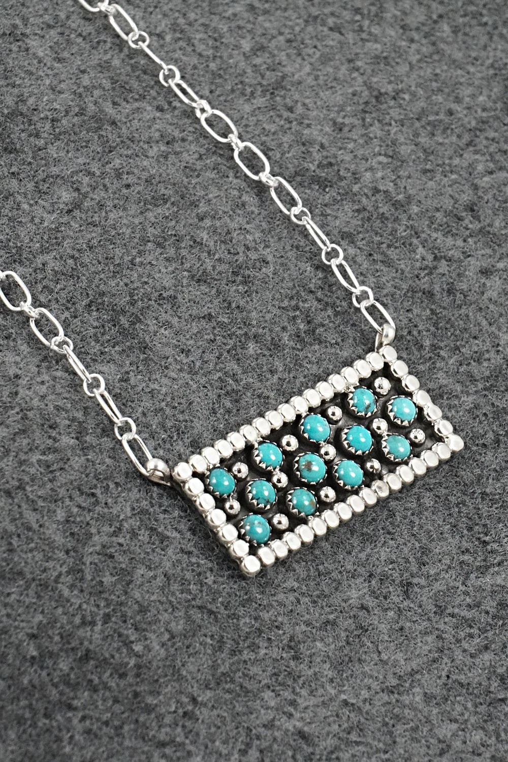 Turquoise & Sterling Silver Necklace - Kenny Lonjose
