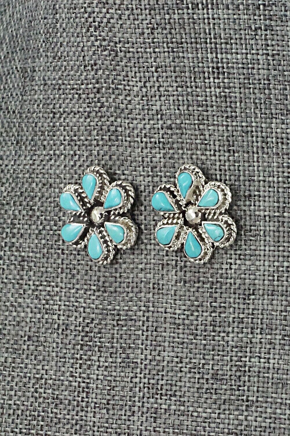 Turquoise & Sterling Silver Earrings - Carol Lateyice