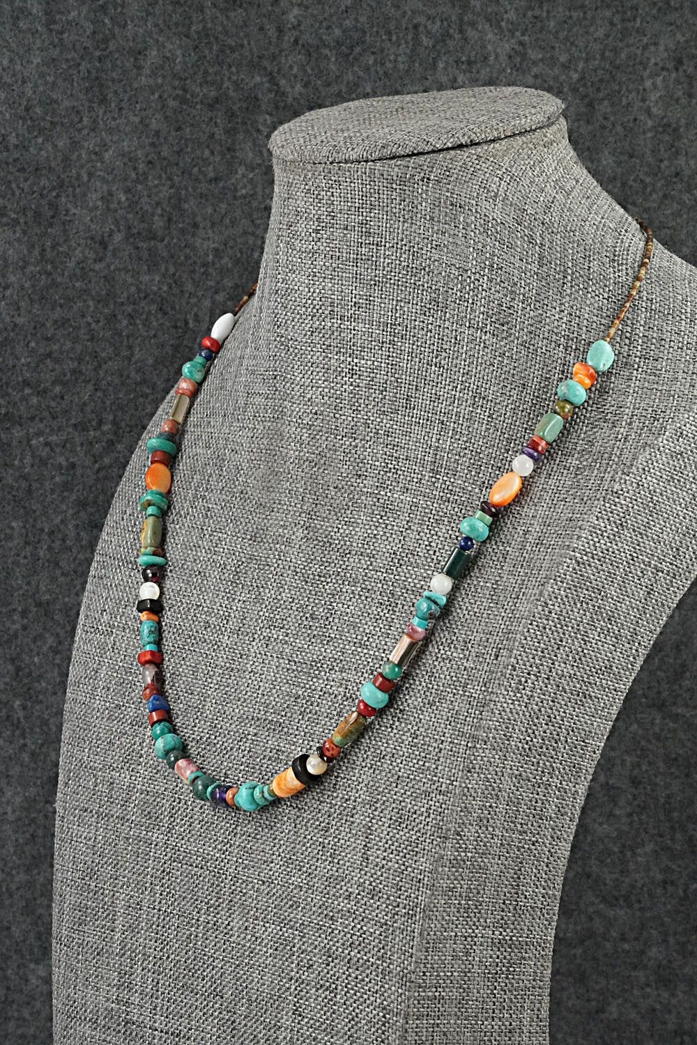 Multi-Stone & Sterling Silver Necklace 18" - Helen Tsosie