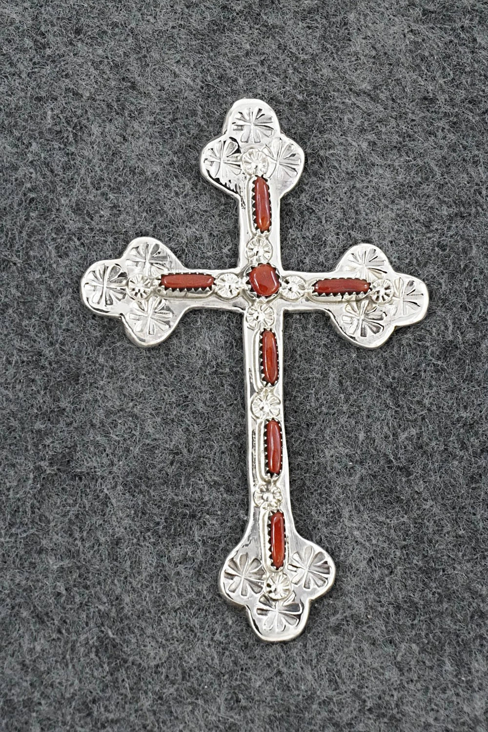 Coral & Sterling Silver Pendant - Murray Hannaweeka