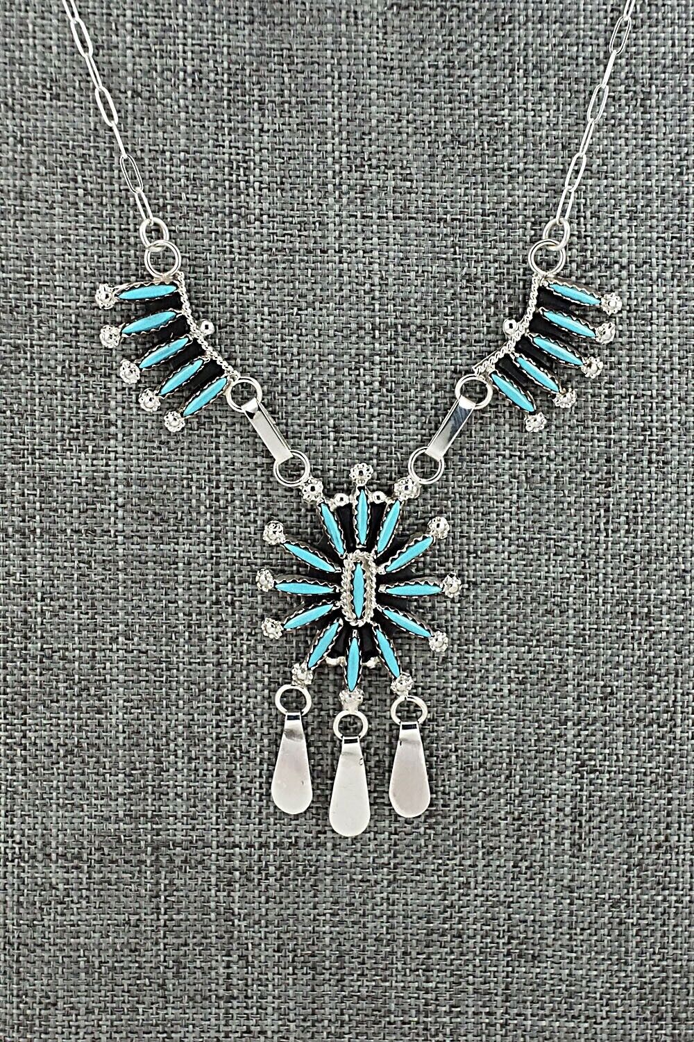 Turquoise & Sterling Silver Necklace - Jack Etsate