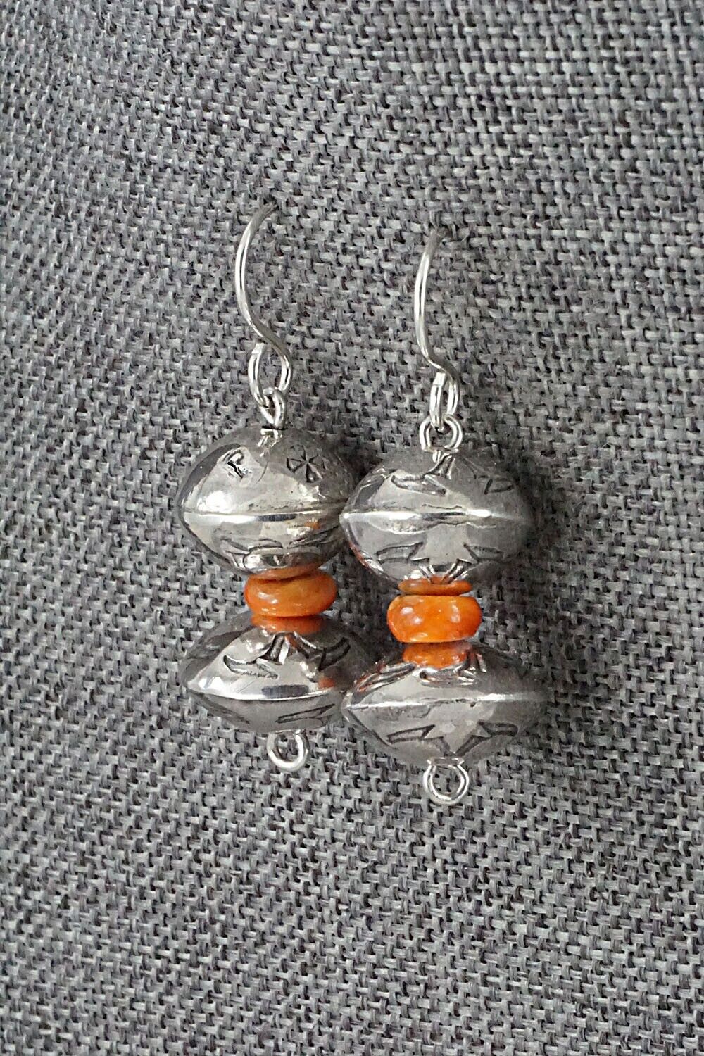 Spiny Oyster & Sterling Silver Navajo Pearl Earrings - Presley Haley