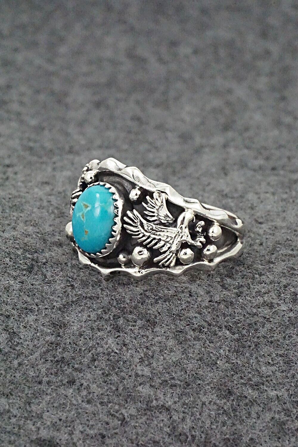 Turquoise & Sterling Silver Ring - Genevieve Francisco - Size 14