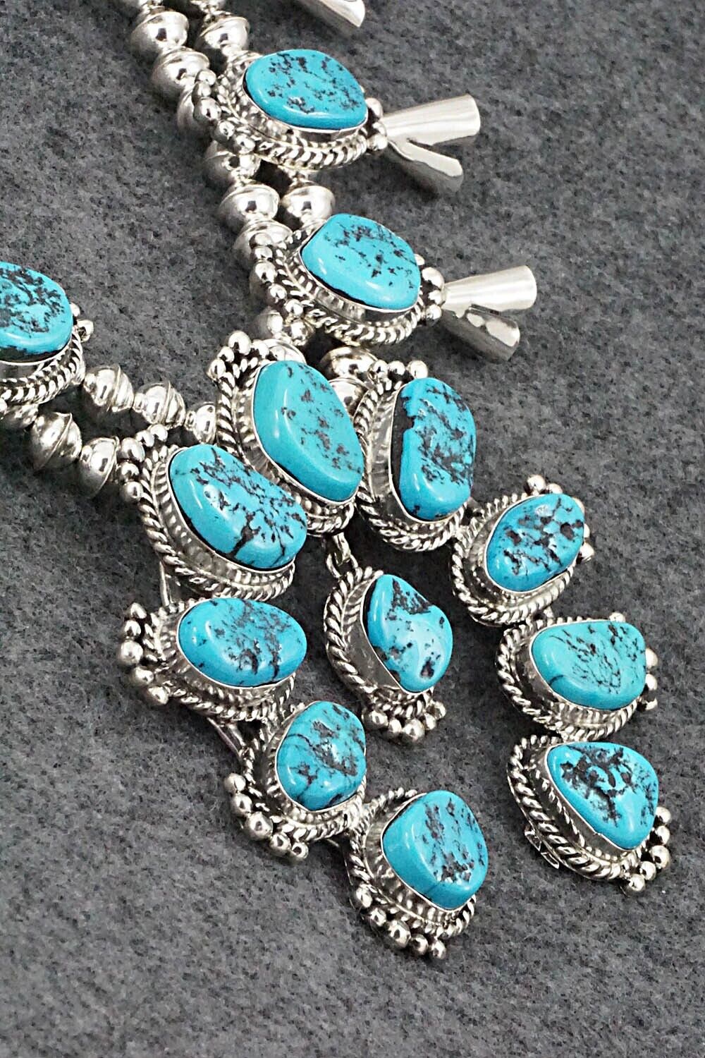 Turquoise & Sterling Silver Squash Blossom Set - Vernon Johnson