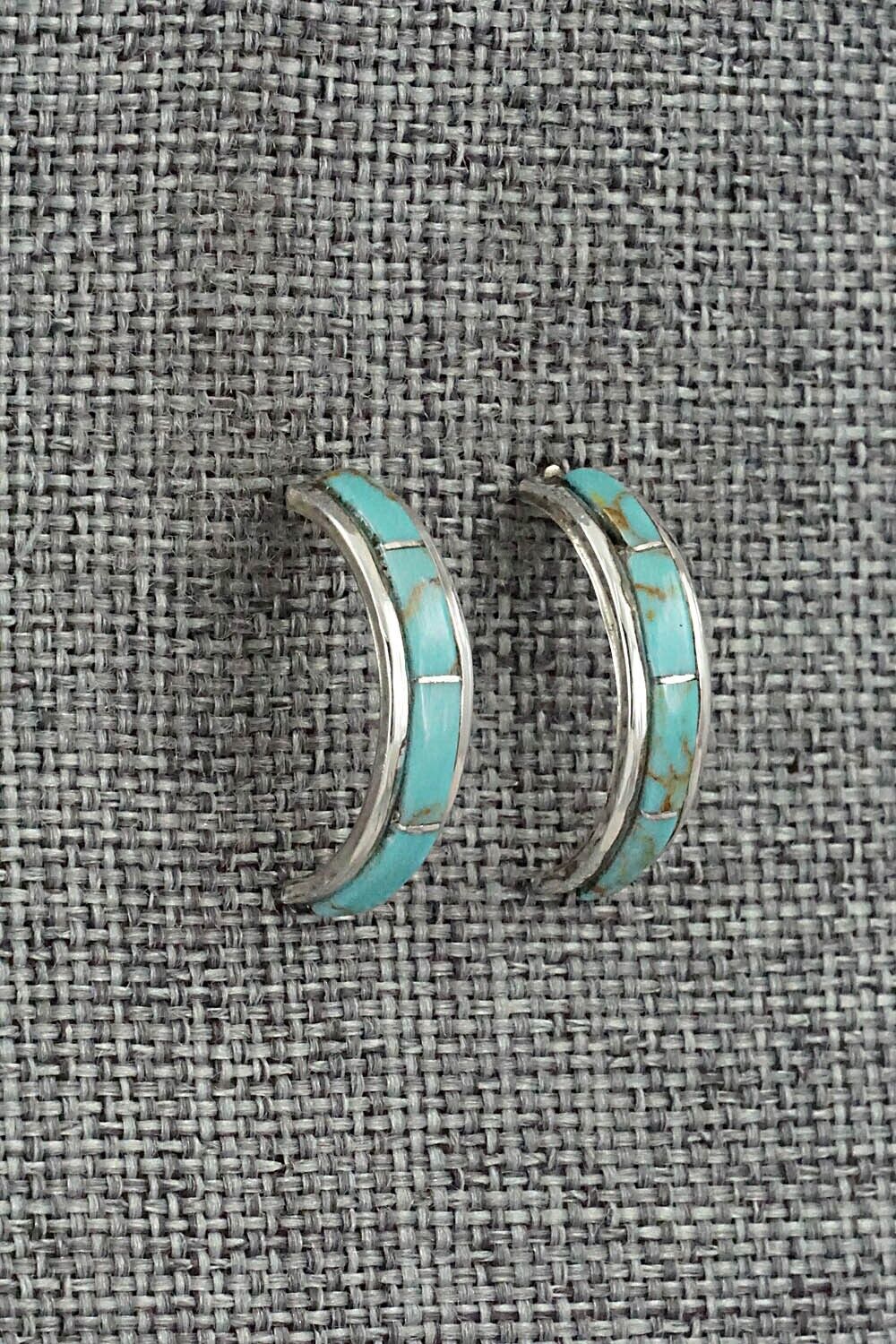 Turquoise & Sterling Silver Hoop Earrings - Alton Tom