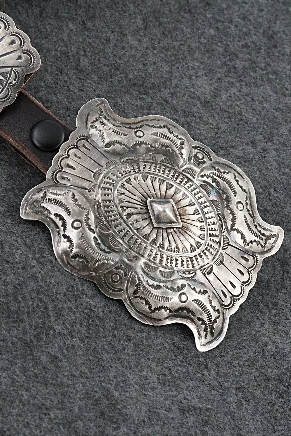 Sterling Silver & Leather Concho Belt - Dan Morgan