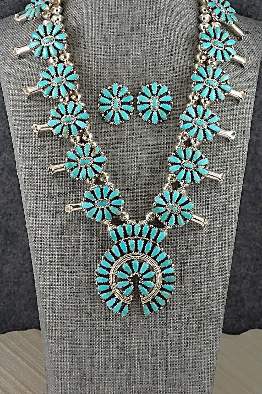 Turquoise & Sterling Silver Squash Blossom Set - Zeita Begay