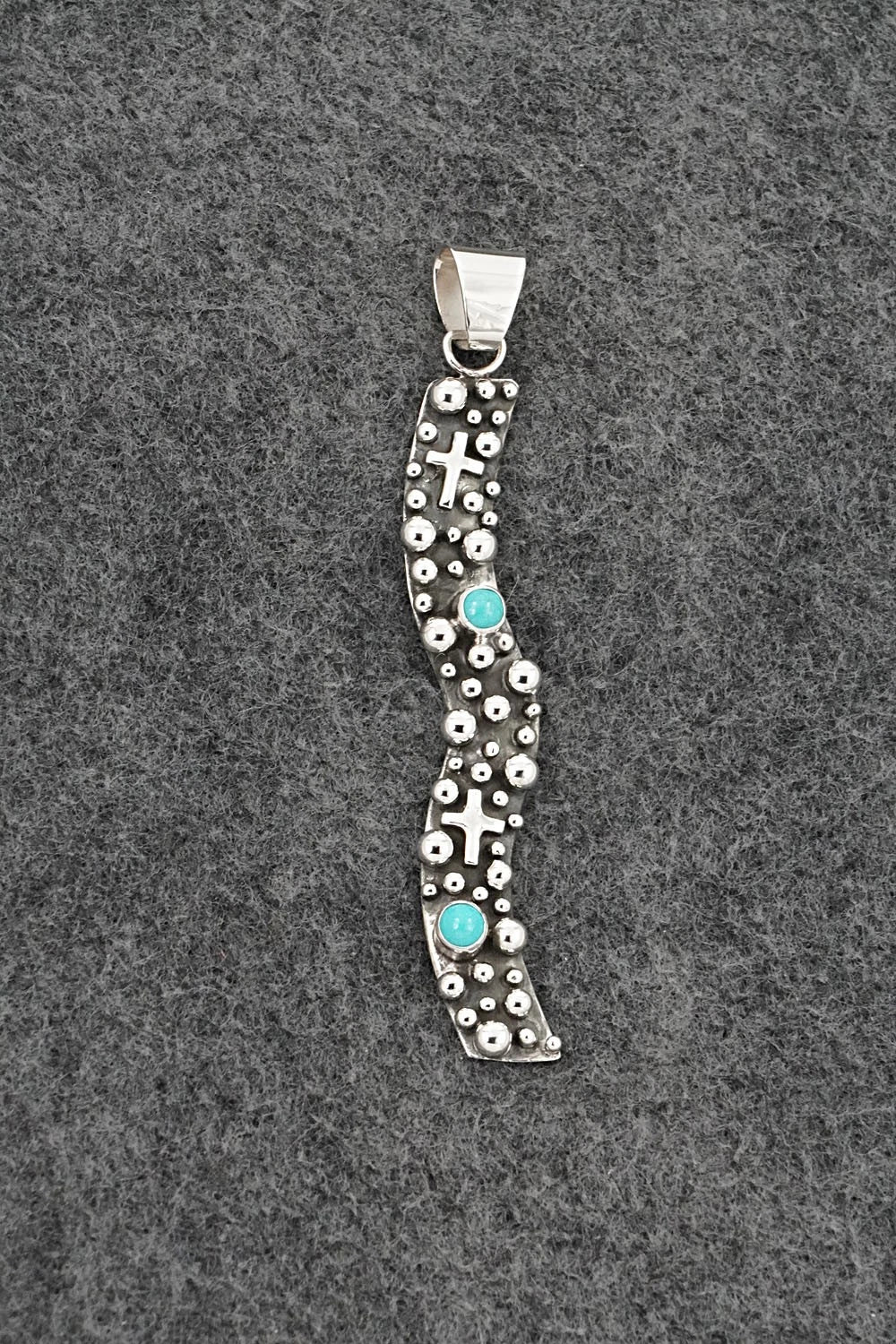 Turquoise & Sterling Silver Pendant - Raymond Coriz