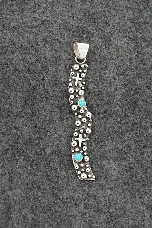 Turquoise & Sterling Silver Pendant - Raymond Coriz