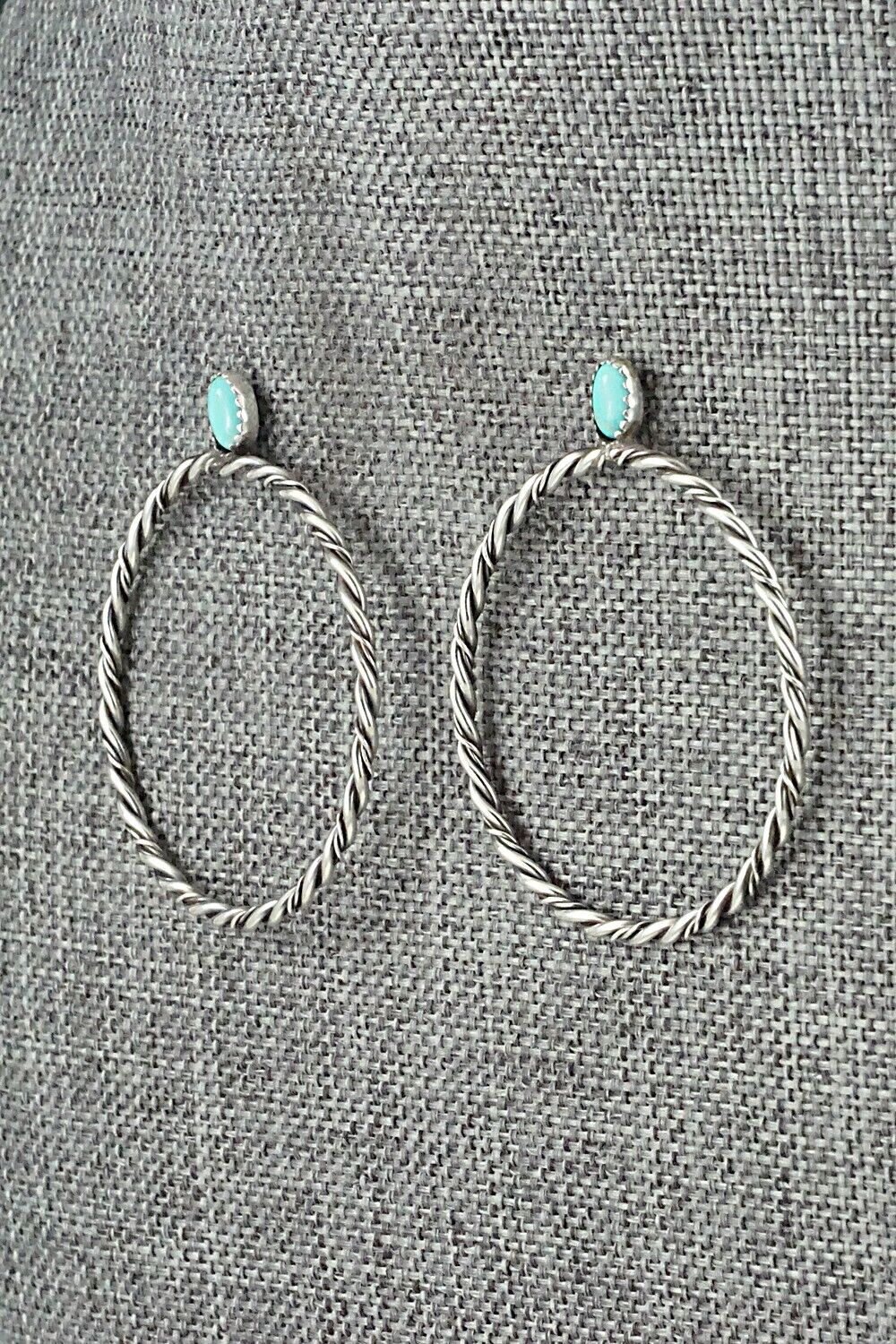 Turquoise & Sterling Silver Earrings - Nelson Leonard Jr.