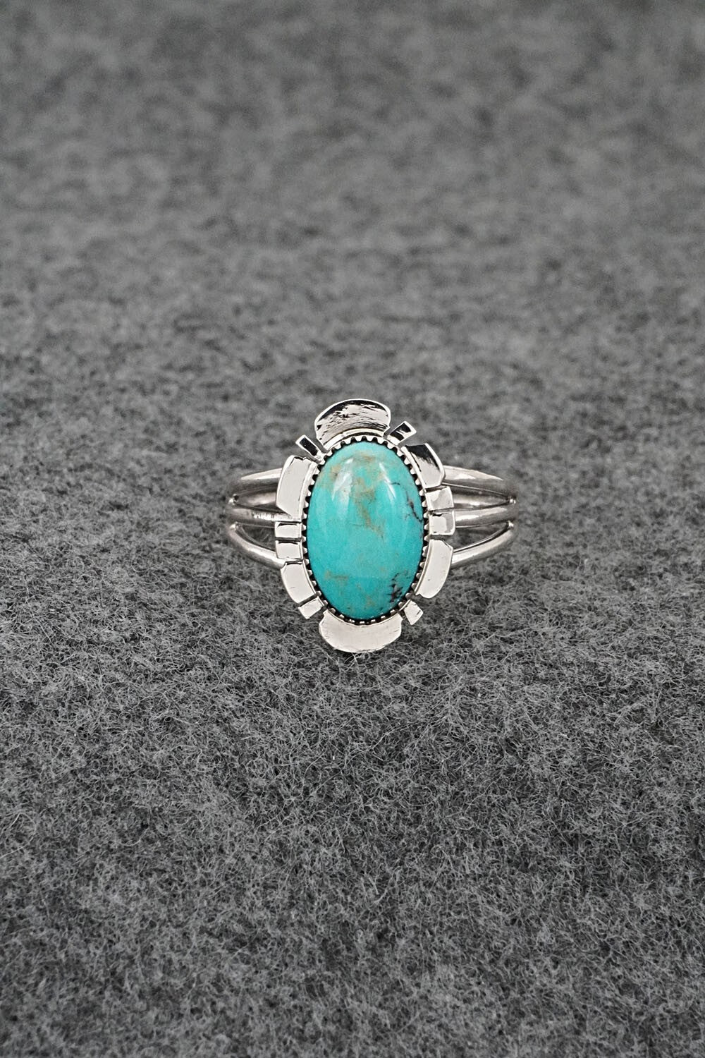 Turquoise & Sterling Silver Ring - Leona Delgarito - Size 7