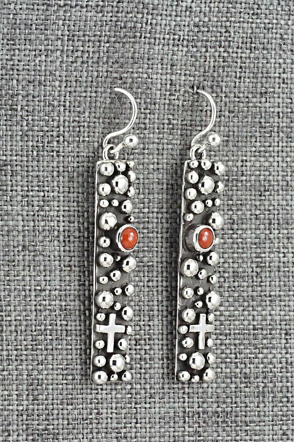 Coral & Sterling Silver Earrings - Akee Douglas
