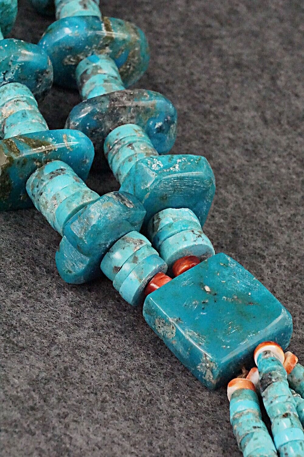 Spiny Oyster, Turquoise & Sterling Silver Necklace - Lupe Lovato