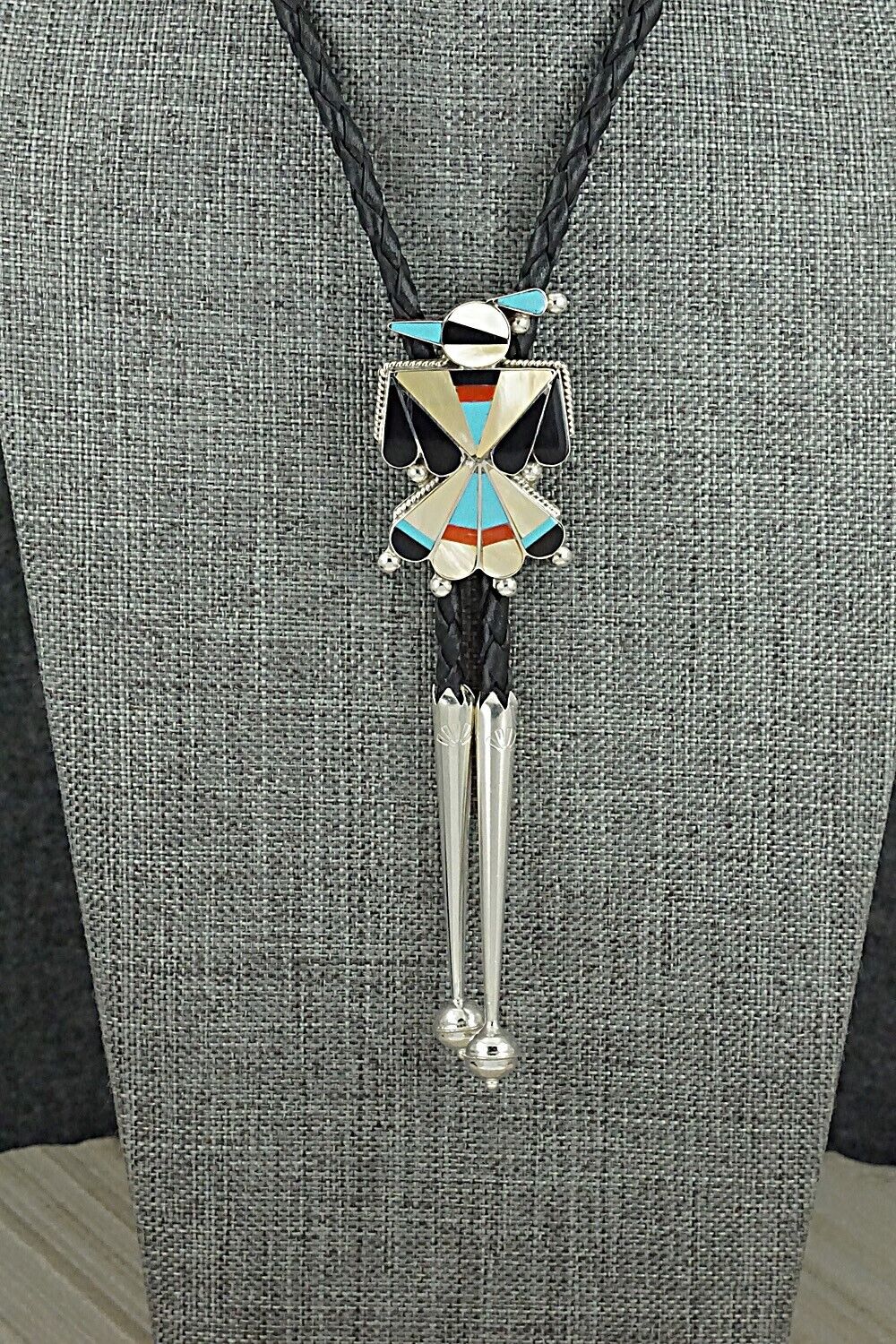 Multi-Stone & Sterling Silver Inlay Bolo Tie - Favian Cellicion