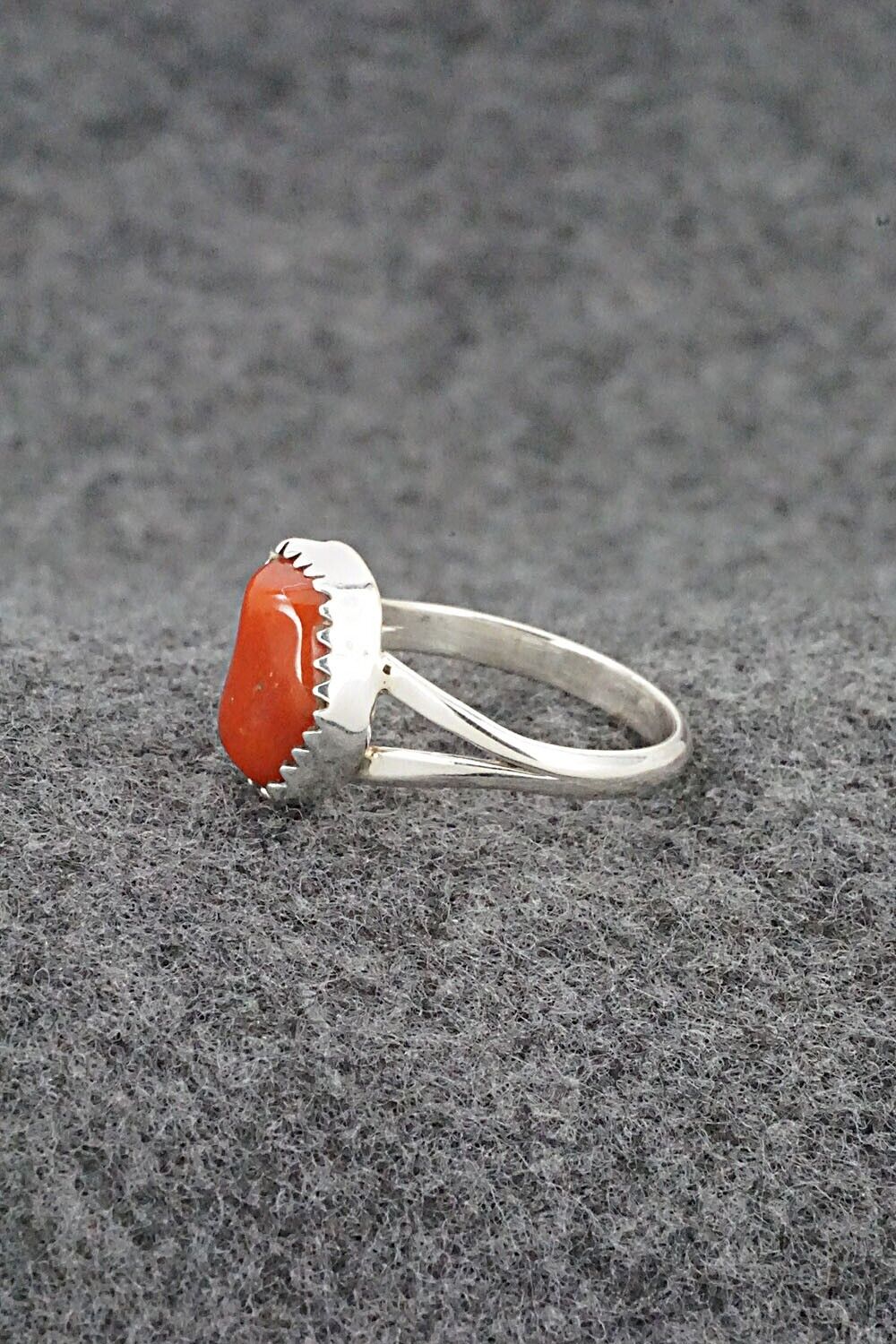 Coral & Sterling Silver Ring - Letricia Largo - Size 6