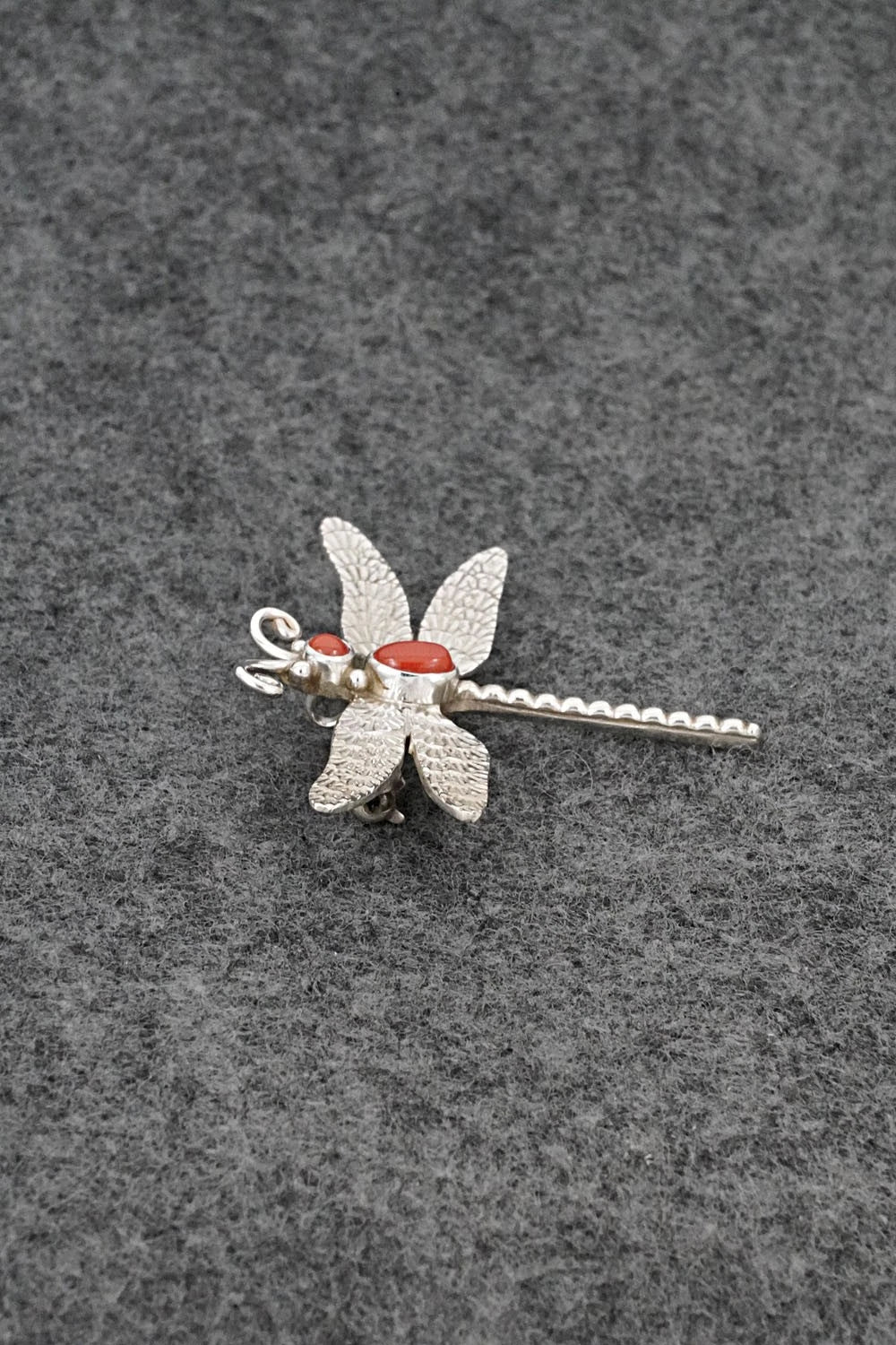 Coral & Sterling Silver Pendant/Pin - Lee Charley