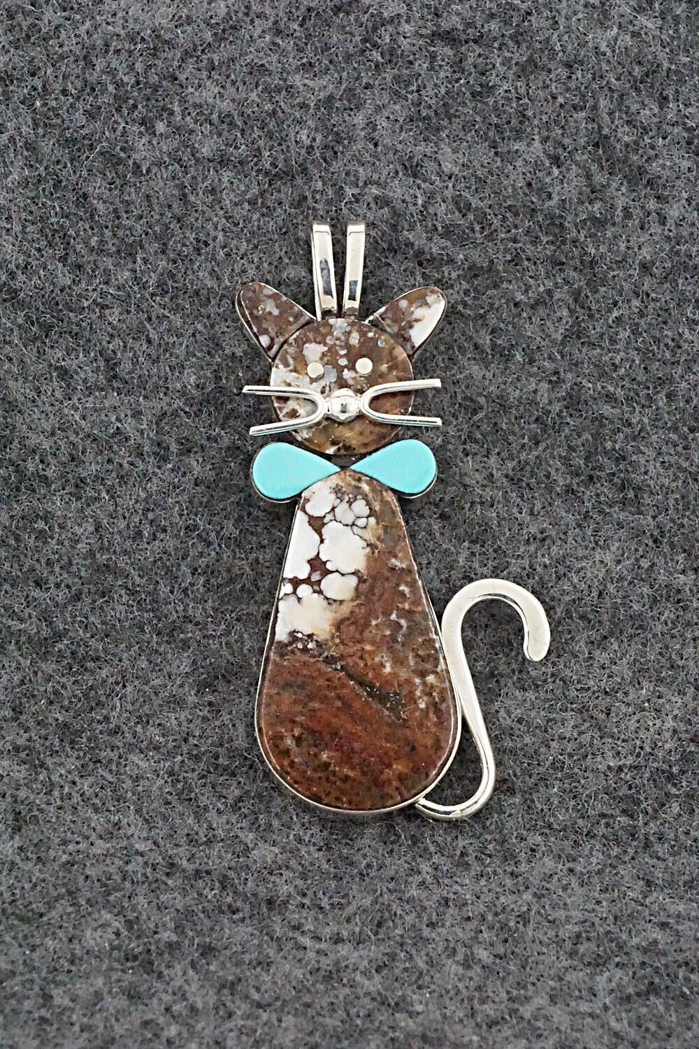 Wild Horse, Turquoise & Sterling Silver Pendant - Leavus Ahiyite