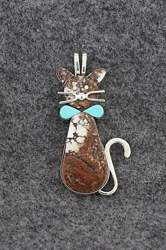 Wild Horse, Turquoise & Sterling Silver Pendant - Leavus Ahiyite