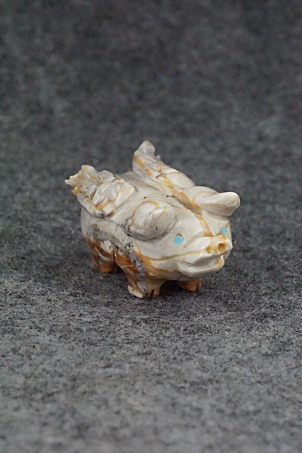 Pig With Wings Zuni Fetish Carving - Stanton Hanaweeka