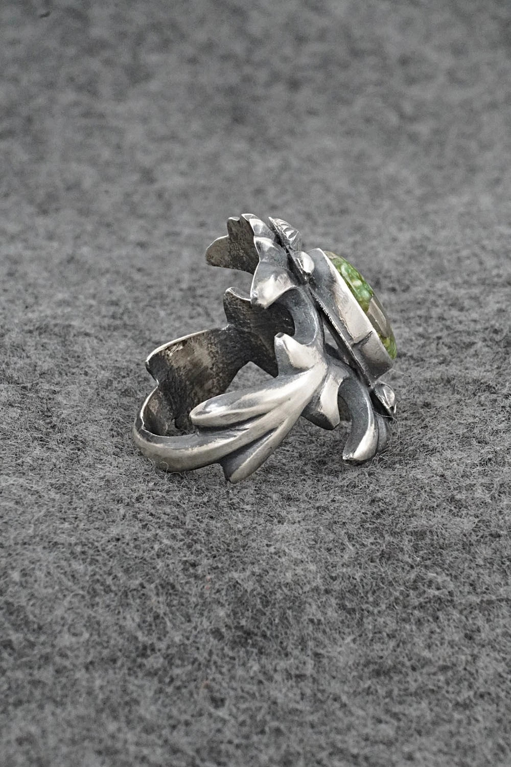 Turquoise & Sterling Silver Ring - Harrison Bitsue - Size 9.5